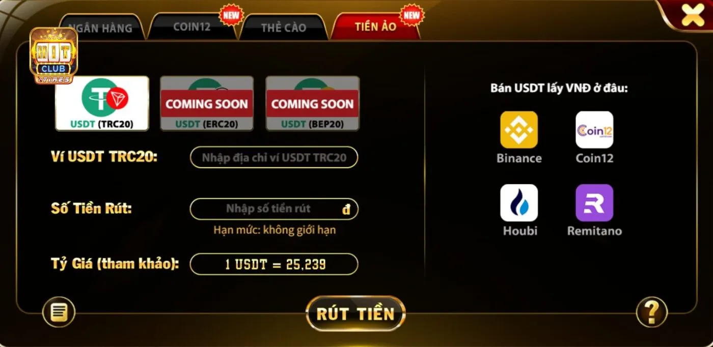 Phương thức giao dịch rút tiền qua tiền ảo